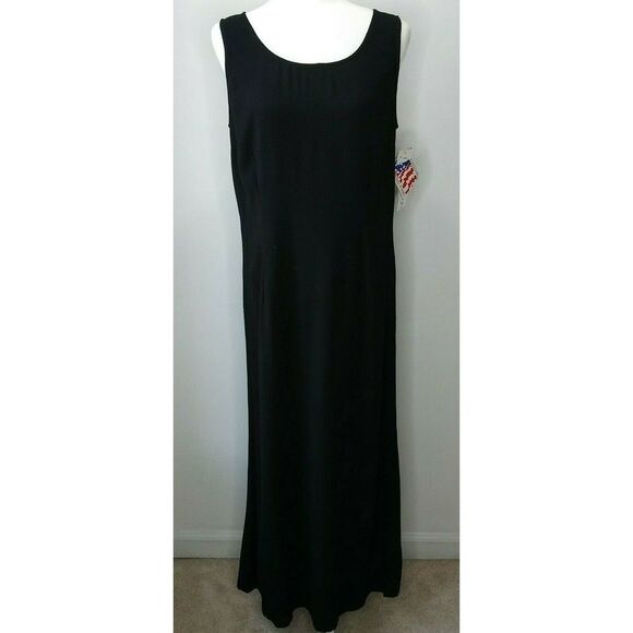 CAbi Carol Anderson Vintage Sleeveless Black Maxi Dress Sz M Stretch Rayon Y2K - Picture 1 of 10